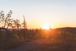 Riisitunturin maisemia keskiyön auringon aikaan